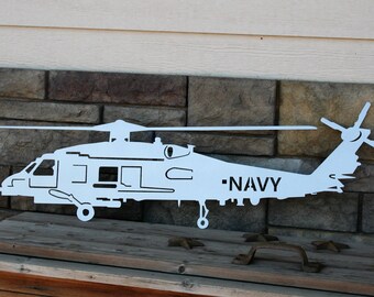 US Navy SH-60, Navy Helicopter Sign, US Navy Metal Art, Navy Helicopter, Navy Chief gift, Navy Seahawk, Sikorsky Helicopter, Navy Retirement