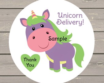 120 White Round Printed Unicorn Delivery Customer Thank You Stickers Seals Use on your LuLa Packages