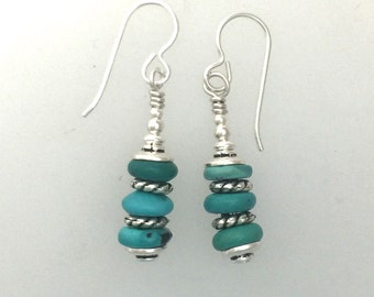 Turquoise Earrings with Silver and Safe Pewter