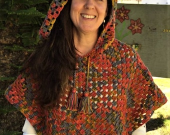 Poncho Hooded Boho Chic
