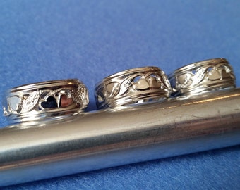 Vintage Esposito Double Hearts Wedding Band Ring, silver plated ring size 7.75 or size 8, anniversary ring