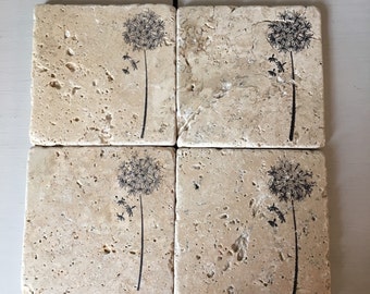 Wildflower stone coaster set