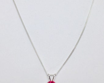Ruby necklace (lab created), 925 sterling silver ruby pendant, July birthstone necklace, dainty ruby pendant, silver ruby necklace