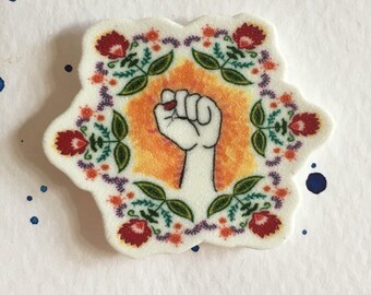 Flower Power pin solidarity feminist sisterhood friend gift sister