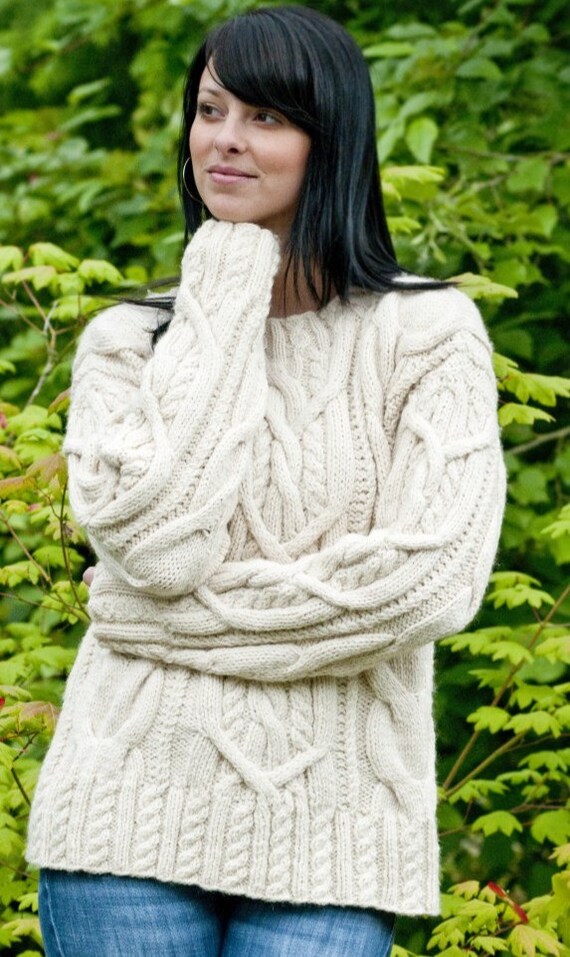 Items similar to Sweater, Women's sweater, Hand Knit Sweater, Cable ...