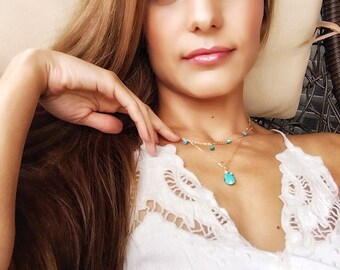 Sleeping beauty turquoise necklace,turquoise jewelry,genuine sleeping beauty Arizona turquoise necklace,gift for her,December birthstone