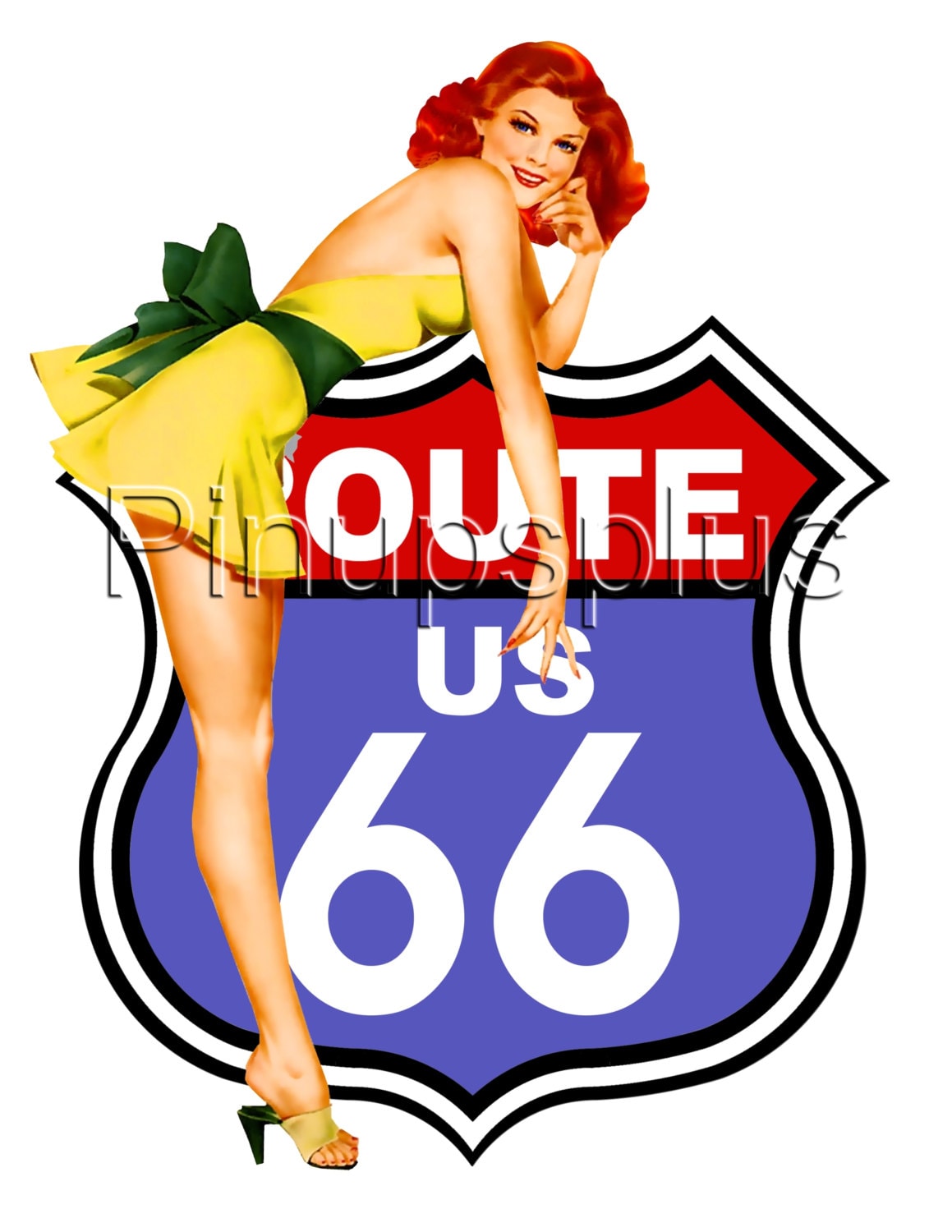 Usa Route 66 Vintage Americana Pinup Girl Waterslide Decals 