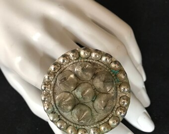 Vintage Kuchi Tribal Large Two Finger SPIKE RING Theater Belly Dance Costume Jewelry Uber Kuchi®