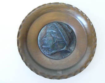 Vintage cooper plate decoration, 5-1/4" (#EV78)