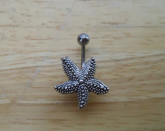 Belly Button Ring Piercing - Starfish Belly Button Ring - Silver Starfish Naval Ring - Body Jewelry