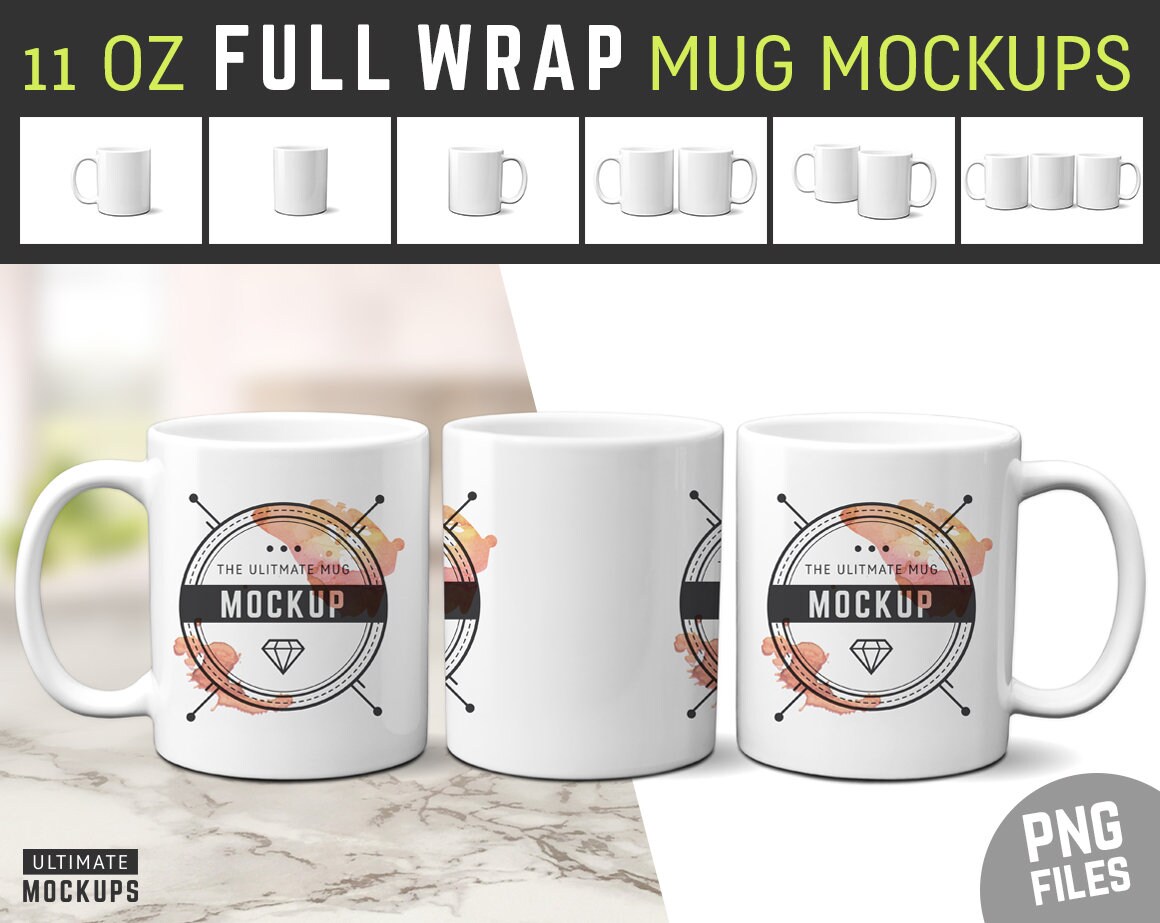 Download 11 oz Full Wrap Mug Mockups Transparent PNGs Coffee Cup