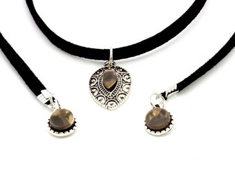 Gothic Retro Black Velvet Charm Chain Choker