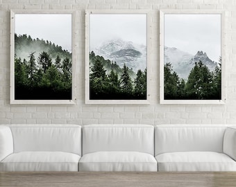 Mountain Wall Art Print Set Of 3 Forest Three Mountain Wall Art Print Set Of 3 Forest Three