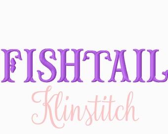 50% Sale!! Fishtail Embroidery Fonts 3 Sizes Fonts BX Fonts Embroidery Designs PES Fonts Alphabets - Instant Download