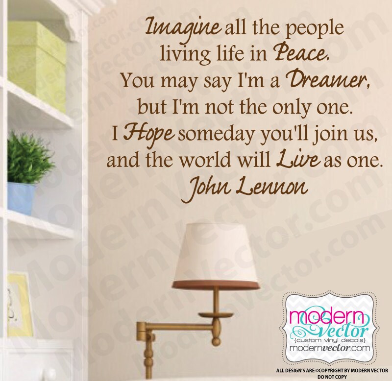 John Lennon IMAGINE Vinyl Wall Quote Decal Lettering Sticker