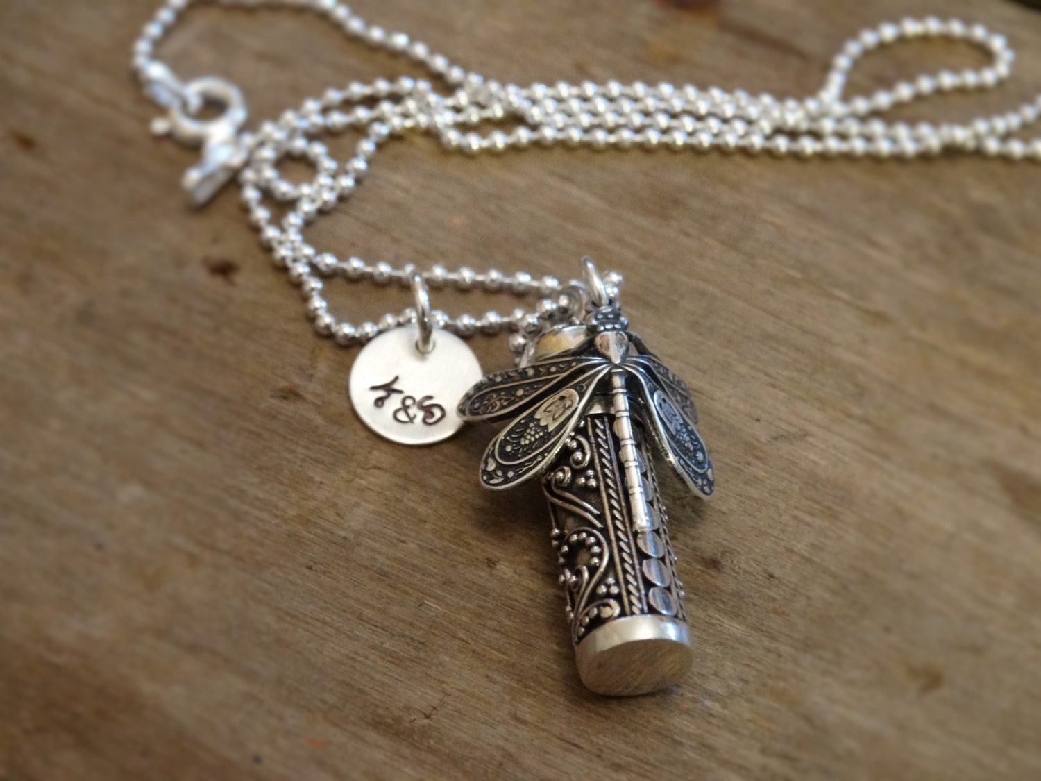 Sterling Silver Dragonfly Urn Pendant custom cremation