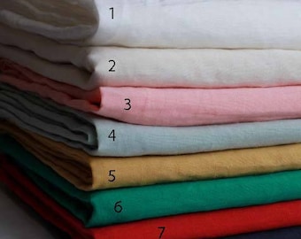 145cm / 57 inch Width, Solid Pleated Linen Cotton Fabric, Half Yard