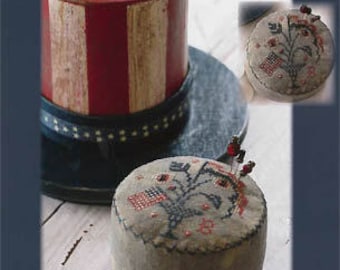 BLACKBIRD DESIGNS Hats Off to Uncle Sam Drum Pinkeep counted cross stitch patterns at thecottageneedle.com 4th of July