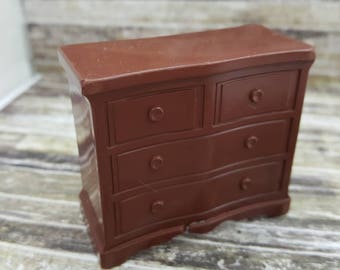 Superior T Cohn Chiffarobe Dresser Drawers Doll House Toy Hard Plastic Brown large scale