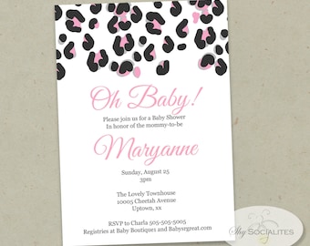 Cheetah Print Invitation | Black and Pink, Leopard Print, Animal Print, Wild, Any Occasion | INSTANT DOWNLOAD | Editable Text PDF