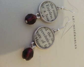 Les Miserables Enjolras Revolution Book Page Earrings