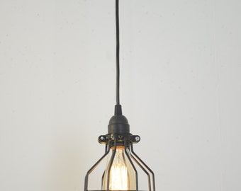 Industrial Light - Pendant Light - Hanging Lamp - Bulb Guard - Cage Pendant - Edison Bulb Lamp - Industrial Decor - Plug In Light - Rustic