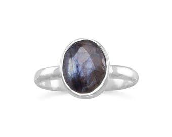 Faceted Labradorite Stackable Ring