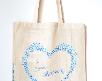 Canvas tote bag , shopping bag , handpainted tote , eco bag