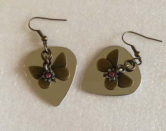 Butterfly guitar pick earrings