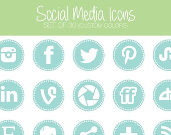 Social Media Icons -- Polka Dot Set -- Great for blogs, portfolios, and websites! 30 customizable icons