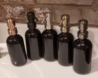 Black Soap Dispenser 8oz Glass Soap Dispenser with Metal Pump,