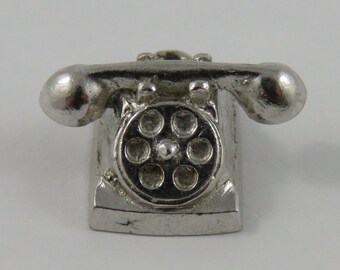 Rotary Dial Telephone Sterling Silver Vintage Charm For Bracelet