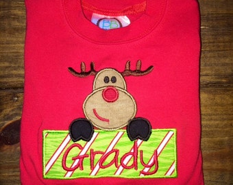 Boys Red Christmas shirt; Boys red shirt; Boys CHRISTMAS shirt; REINDEER shirt; SHIPS 3-5 days