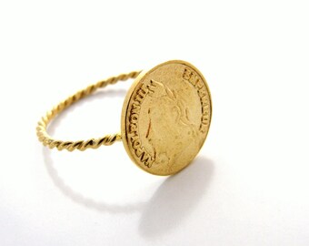 coin ring -14K GOLD Filled Ring dainty ring, thin gold ring, delicate ring, gift for her or him minimalist jewelry