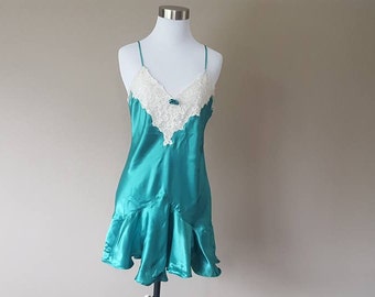 S / Victoria's Secret / GOLD LABEL / Chemise Slip Dress / Green / Vintage / Small