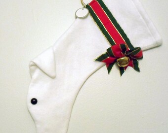 Greyhound Christmas Stocking Solid White