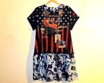 Recycled shirt dress tunic top
