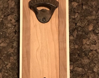 Wall Mounted Bottle Opener with Magnetic Cap Catcher