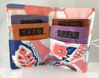 Tea Wallet Tea Bag Wallet - Tea Bag Case Tea Bag Holder Tea Holder Tea Bag Cozy - Tea Bag Organizer - Art Gallery In Blue