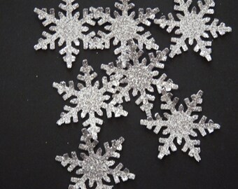 50 Silver Glitter Snowflakes,Confetti,Embellishment,Scrapbooking,Winter Onederland,Party Decor,Ice Cream Social