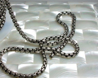1 Foot Chain 4mm Antiqued Silver Plated Box Square Link Brass Chain CLOSED LINK Goth Sturdy Small Jewelry Jewellery Craft Supplies