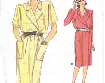 80s Womens Wrap Dress Long or Short Sleeves Vogue Sewing Pattern 9512 Size 8 10 12 Bust 31 1/2 to 34 UnCut Very Easy Very Vogue Patterns