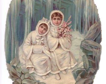 Large Victorian Snow Children Ova