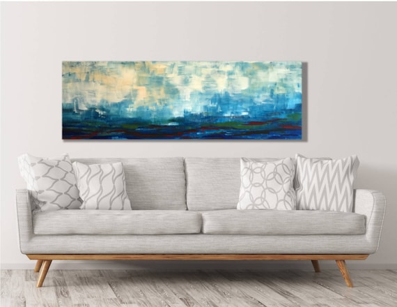 Large Horizontal Art Print Blue Horizontal Landscape Over