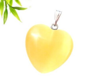 Silver plated - citrine heart pendant