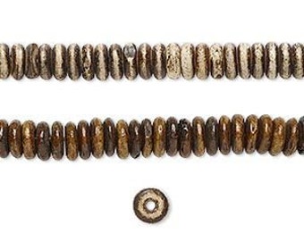 Brown Bone Beads, rondelle beads, 5x2mm, 78 beads, D457