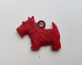 Red Plastic Scottie Dog Charm