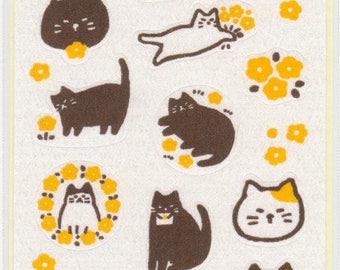 Cat Stickers - Washi Stickers - Flowers - Reference A5526