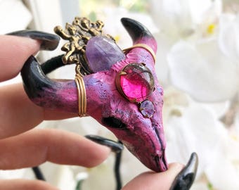 Passion Play - Amethyst & Swarovski Crystal w/ Vintage Adornments Enlightened Longhorn