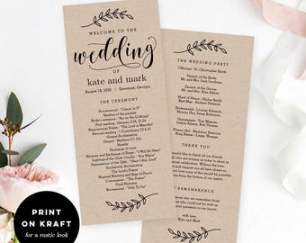 floral wedding program editable wedding program printable